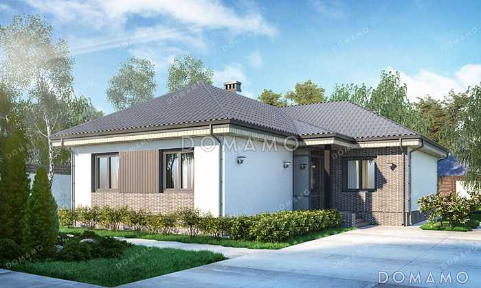 Проект одноэтажного дома с просторной гостиной, тремя спальнями и котельной