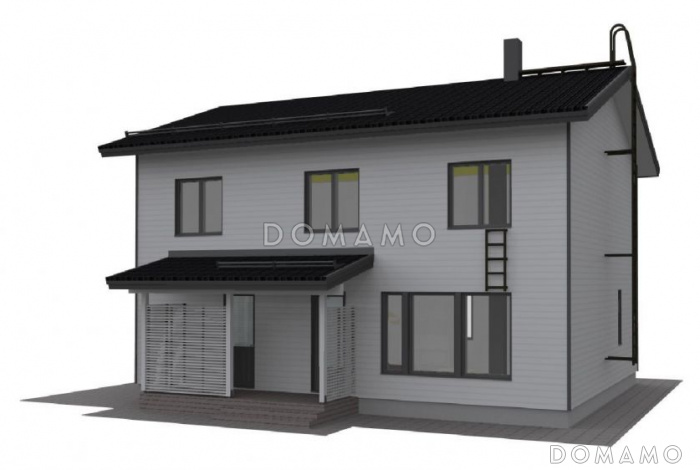 Проект каркасного дома с большой гардеробной в спальной комнате на втором этаже