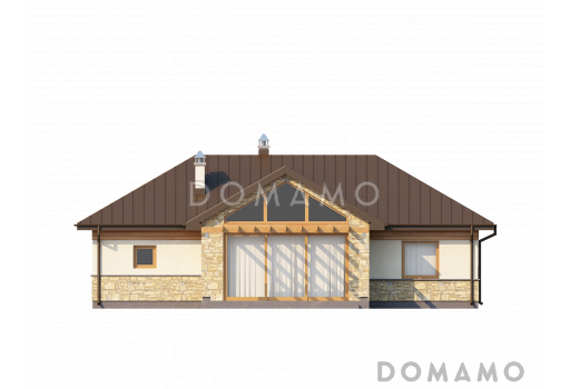 Проект одноэтажного дома из кирпича со встроенным гаражом / Фасад 3